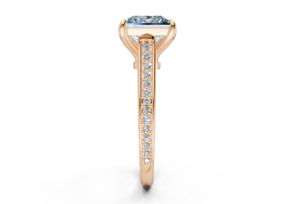 Adeline Blue Diamond Pave Princess Cut 2mm Engagement Ring