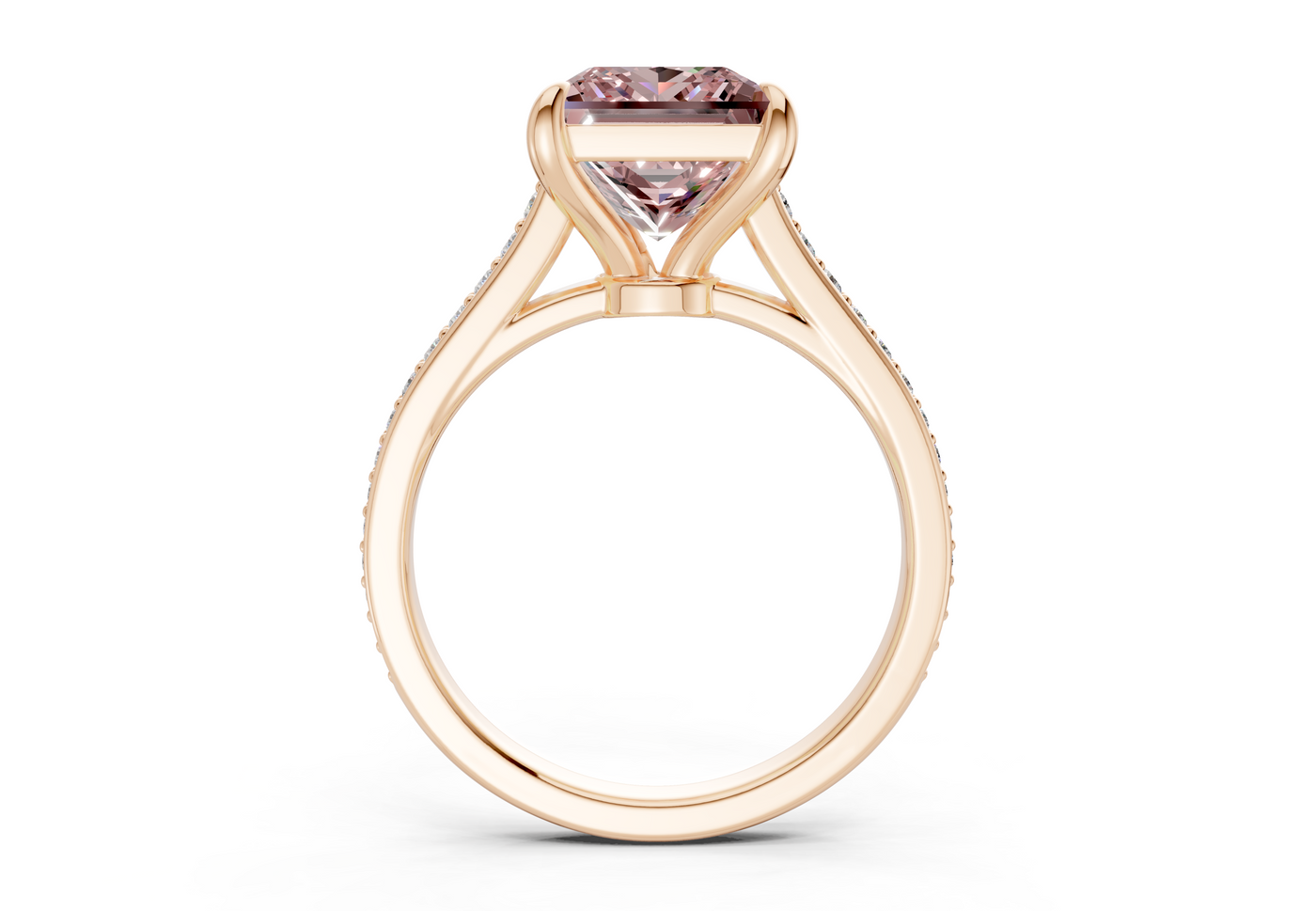 Adeline Pink Diamond Pave Princess Cut 2mm Engagement Ring