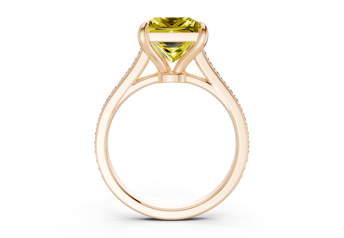 Adeline Yellow Diamond Pave Princess Cut 2mm Engagement Ring