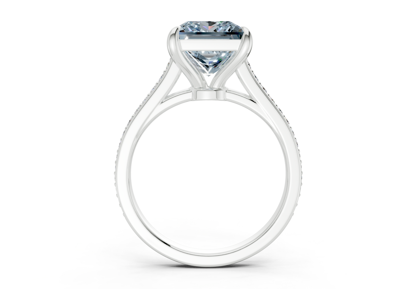 Adeline Blue Diamond Pave Princess Cut 2mm Engagement Ring