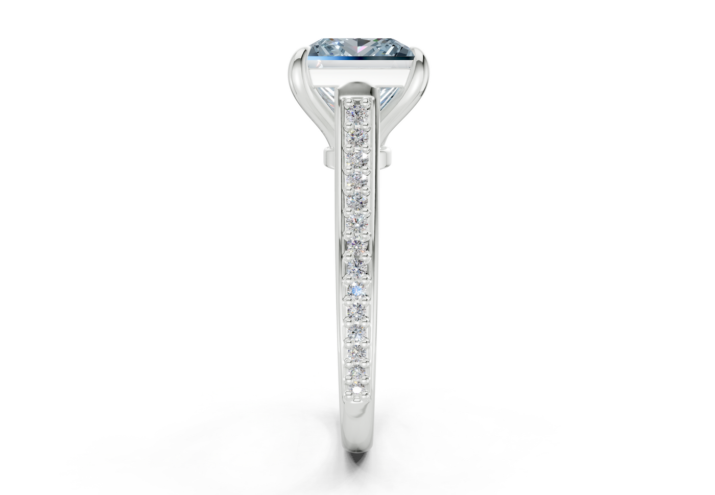Adeline Blue Diamond Pave Princess Cut 2mm Engagement Ring
