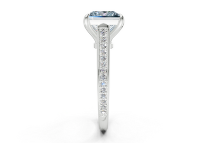 Adeline Blue Diamond Pave Princess Cut 2mm Engagement Ring