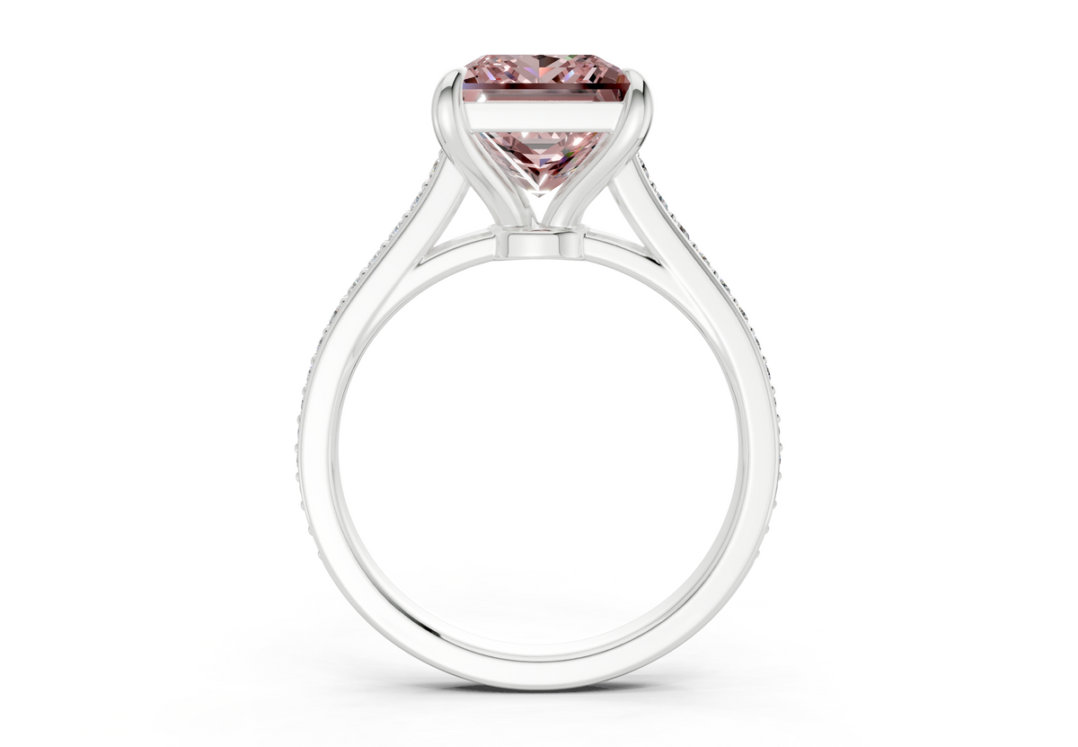 Adeline Pink Diamond Pave Princess Cut 2mm Engagement Ring