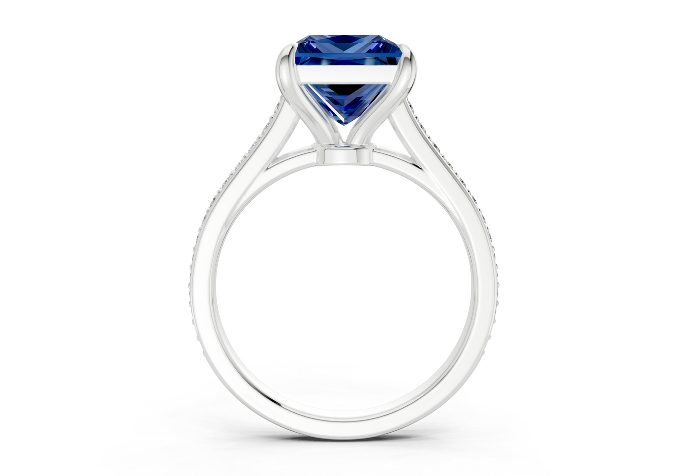 Adeline Sapphire Gemstone Pave Princess Cut 2mm Engagement Ring