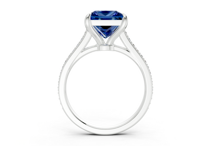 Adeline Sapphire Gemstone Pave Princess Cut 2mm Engagement Ring
