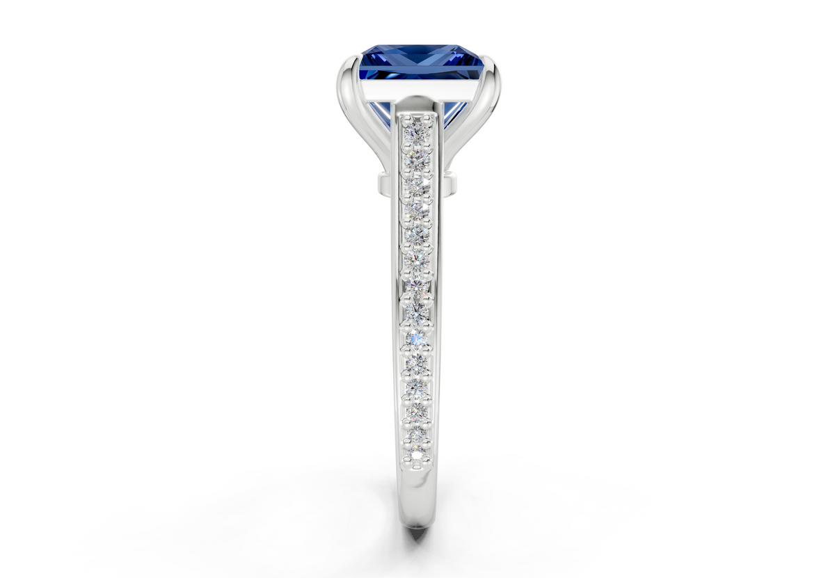 Adeline Sapphire Gemstone Pave Princess Cut 2mm Engagement Ring