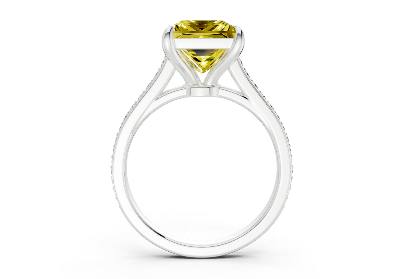 Adeline Yellow Diamond Pave Princess Cut 2mm Engagement Ring