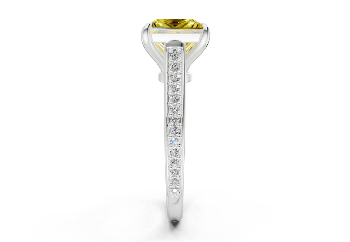 Adeline Yellow Diamond Pave Princess Cut 2mm Engagement Ring
