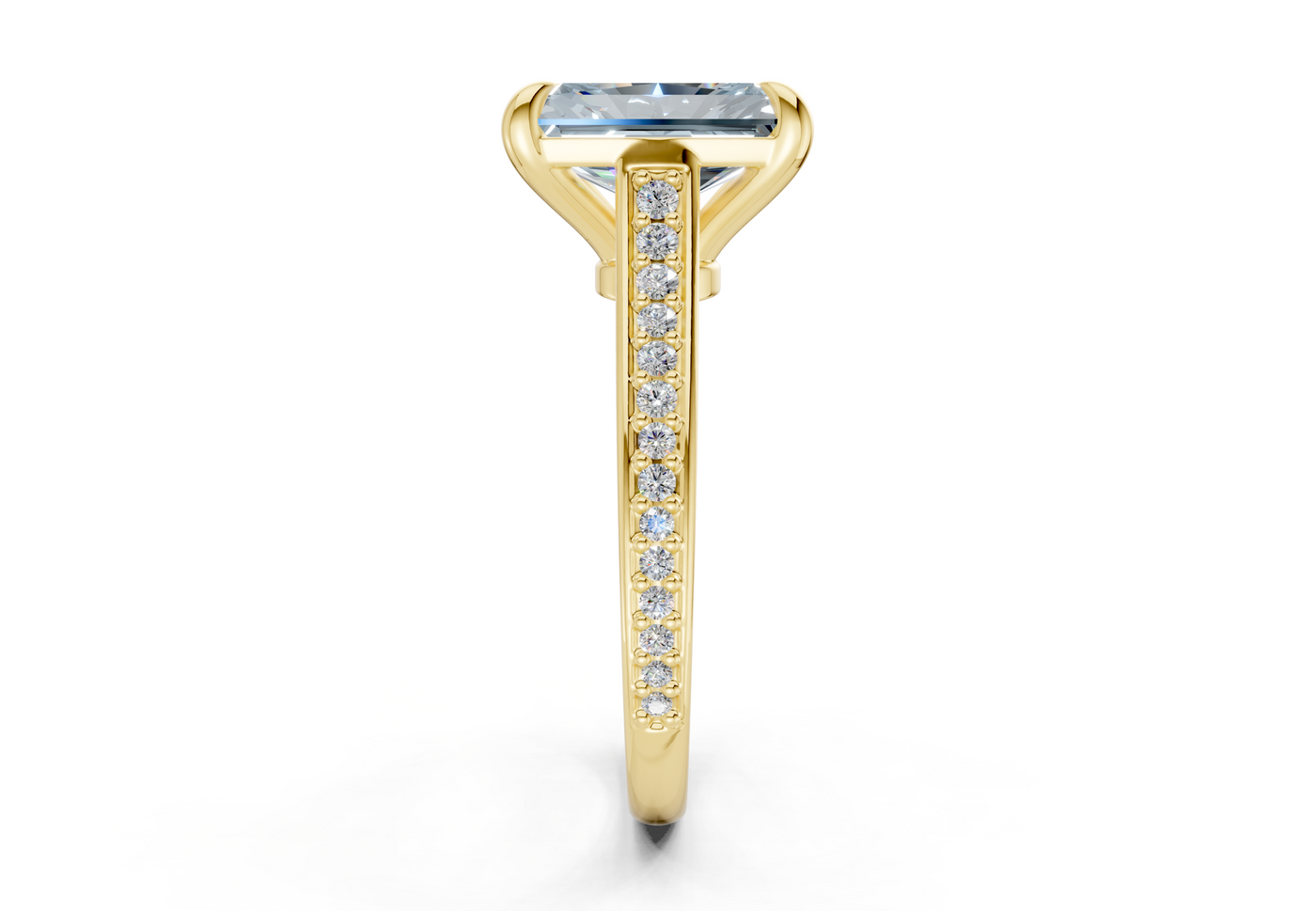 Adeline Blue Diamond Pave Radiant Cut 2mm Engagement Ring