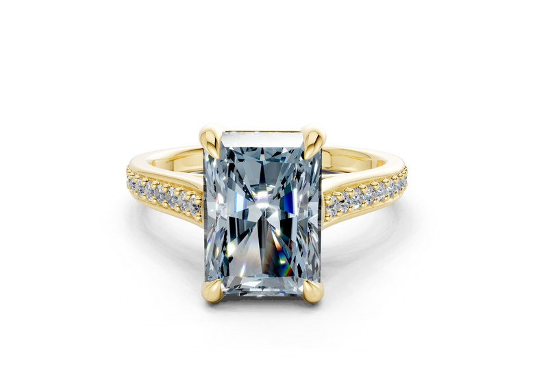 Adeline Blue Diamond Pave Radiant Cut 2mm Engagement Ring