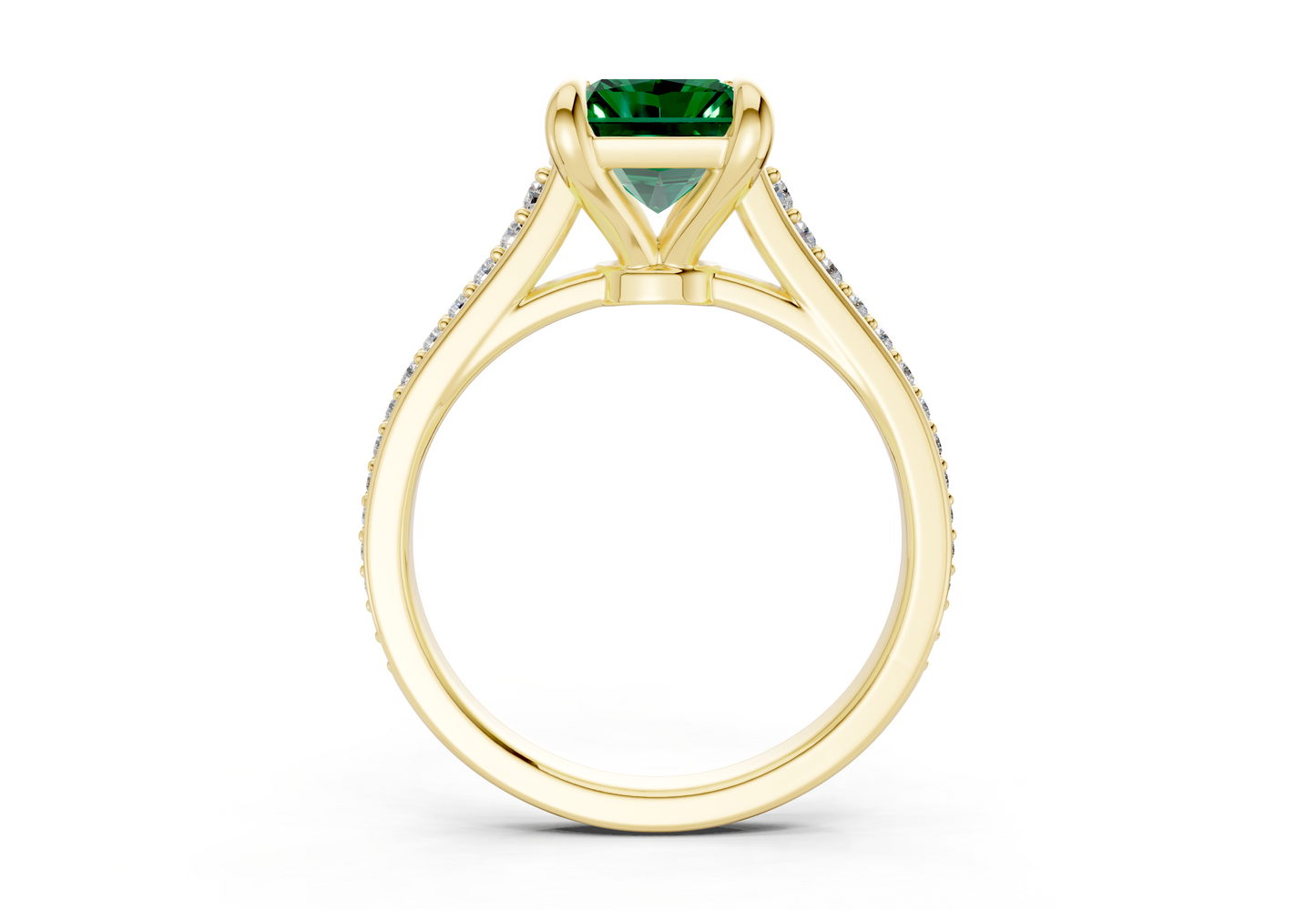 Adeline Emerald Gemstone Pave Radiant Cut 2mm Engagement Ring