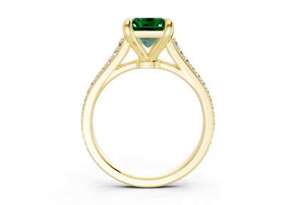 Adeline Emerald Gemstone Pave Radiant Cut 2mm Engagement Ring