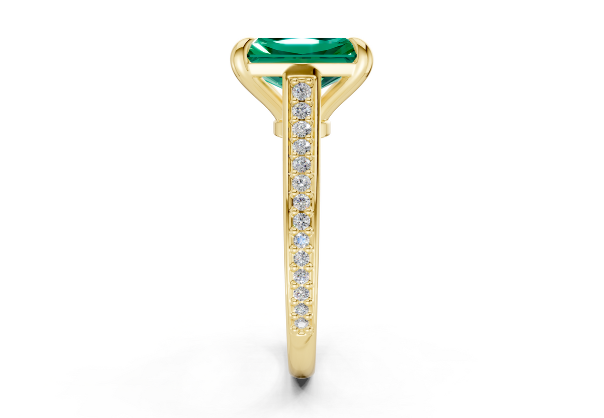 Adeline Emerald Gemstone Pave Radiant Cut 2mm Engagement Ring