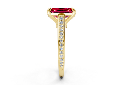 Adeline Ruby Gemstone Pave Radiant Cut 2mm Engagement Ring