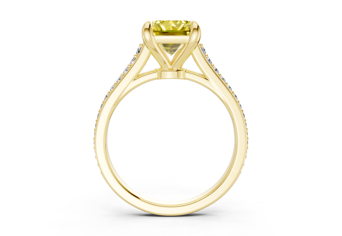 Adeline Yellow Diamond Pave Radiant Cut 2mm Engagement Ring