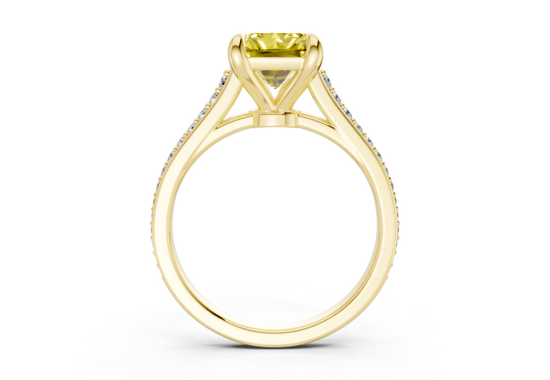 Adeline Yellow Diamond Pave Radiant Cut 2mm Engagement Ring