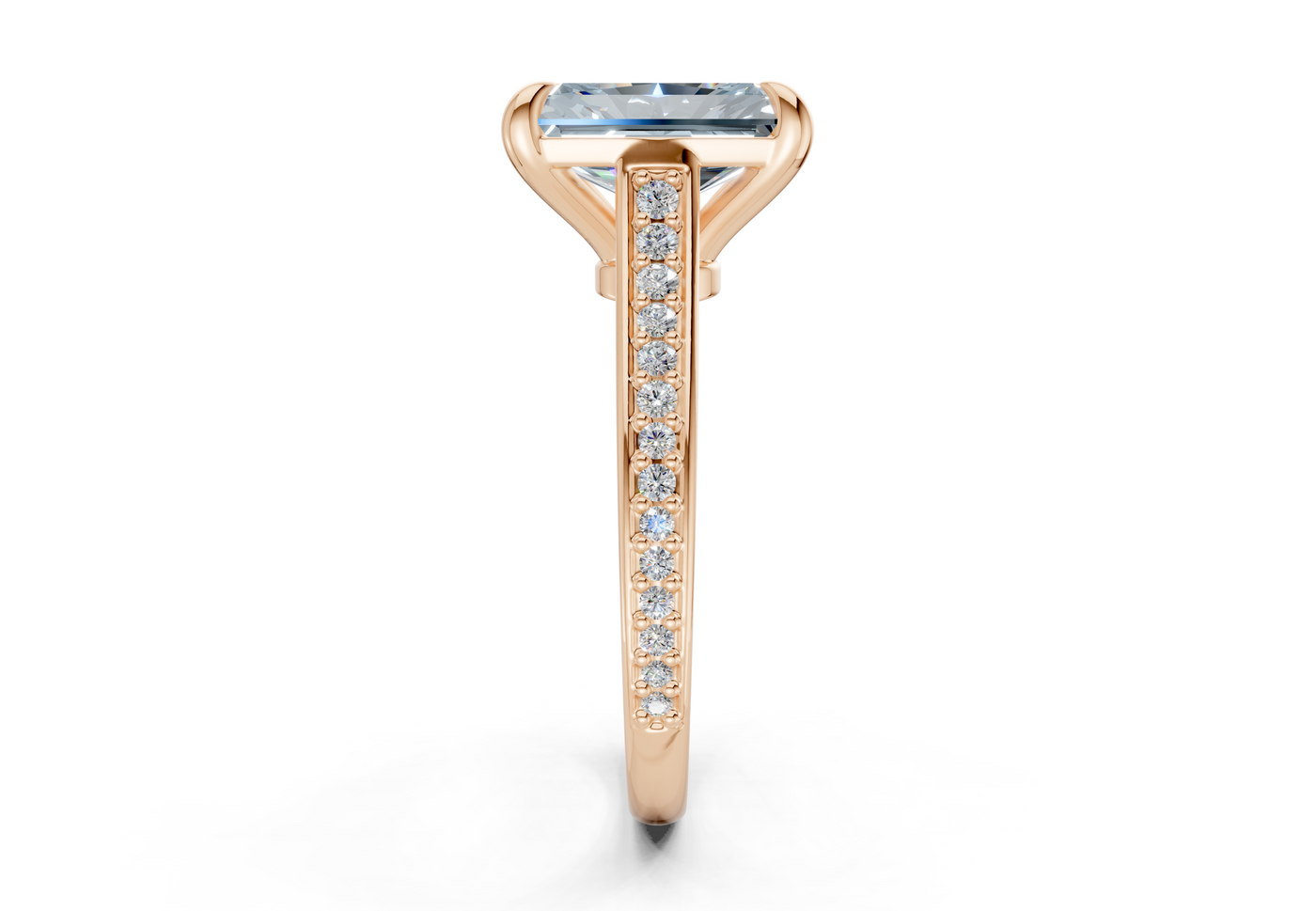 Adeline Blue Diamond Pave Radiant Cut 2mm Engagement Ring