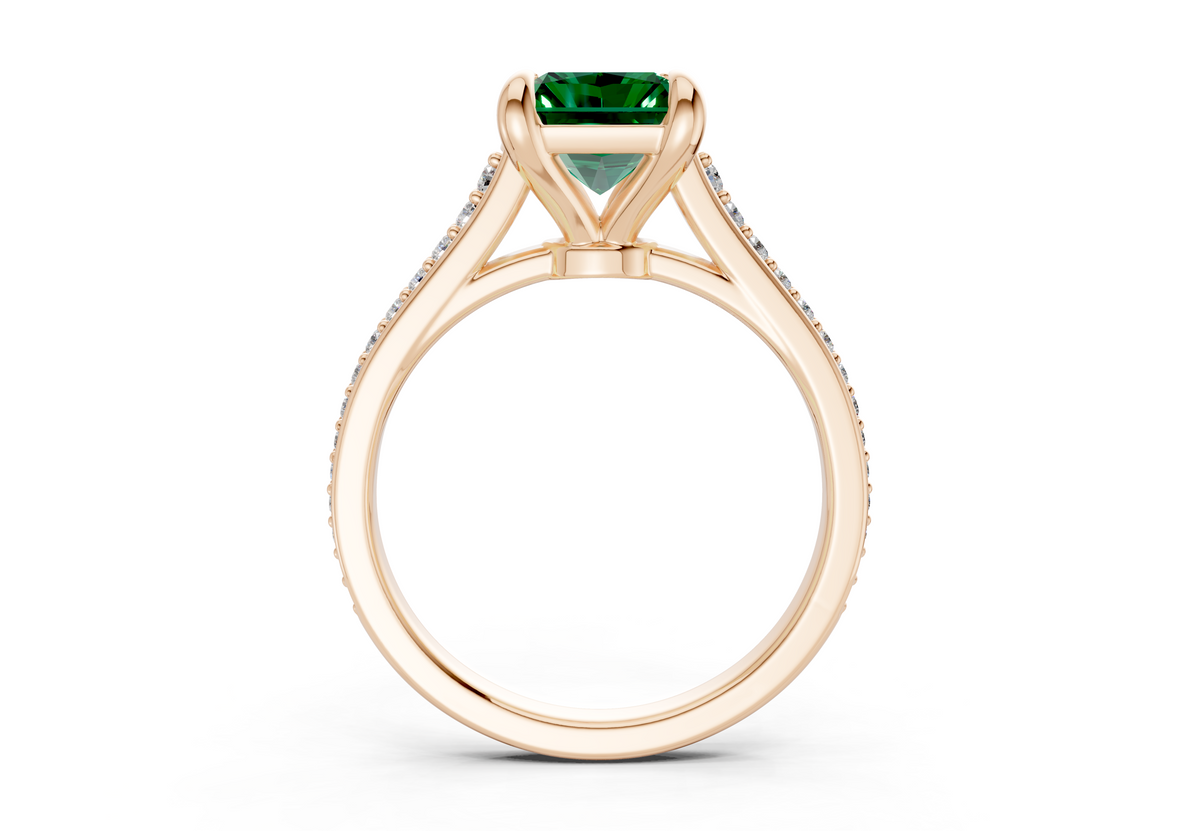 Adeline Emerald Gemstone Pave Radiant Cut 2mm Engagement Ring