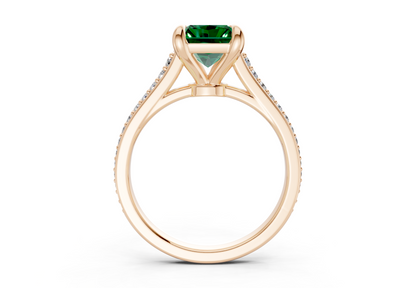 Adeline Emerald Gemstone Pave Radiant Cut 2mm Engagement Ring