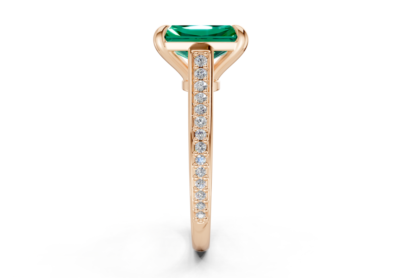 Adeline Emerald Gemstone Pave Radiant Cut 2mm Engagement Ring