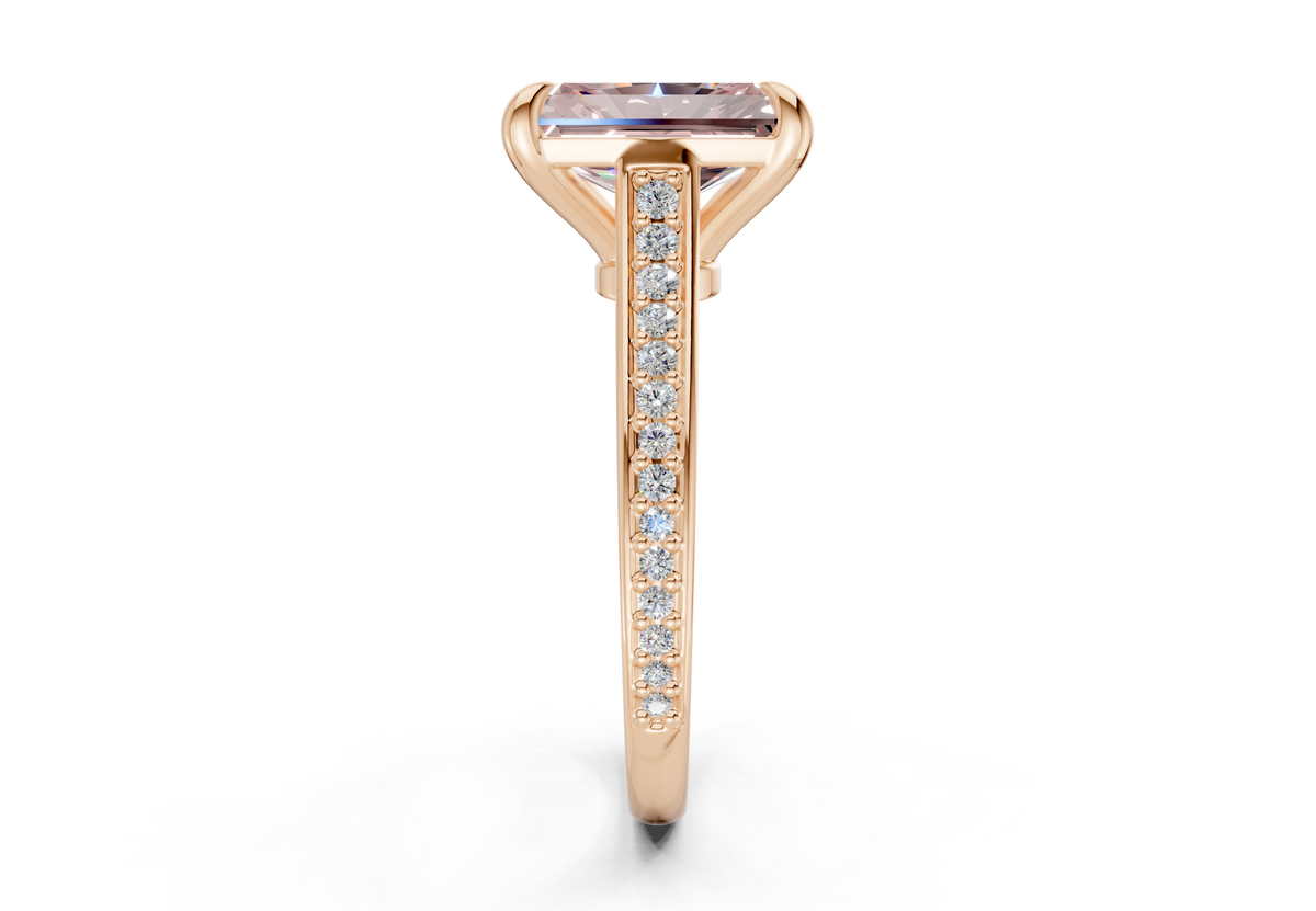 Adeline Pink Diamond Pave Radiant Cut 2mm Engagement Ring