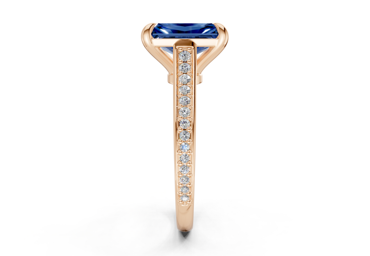 Adeline Sapphire Gemstone Pave Radiant Cut 2mm Engagement Ring