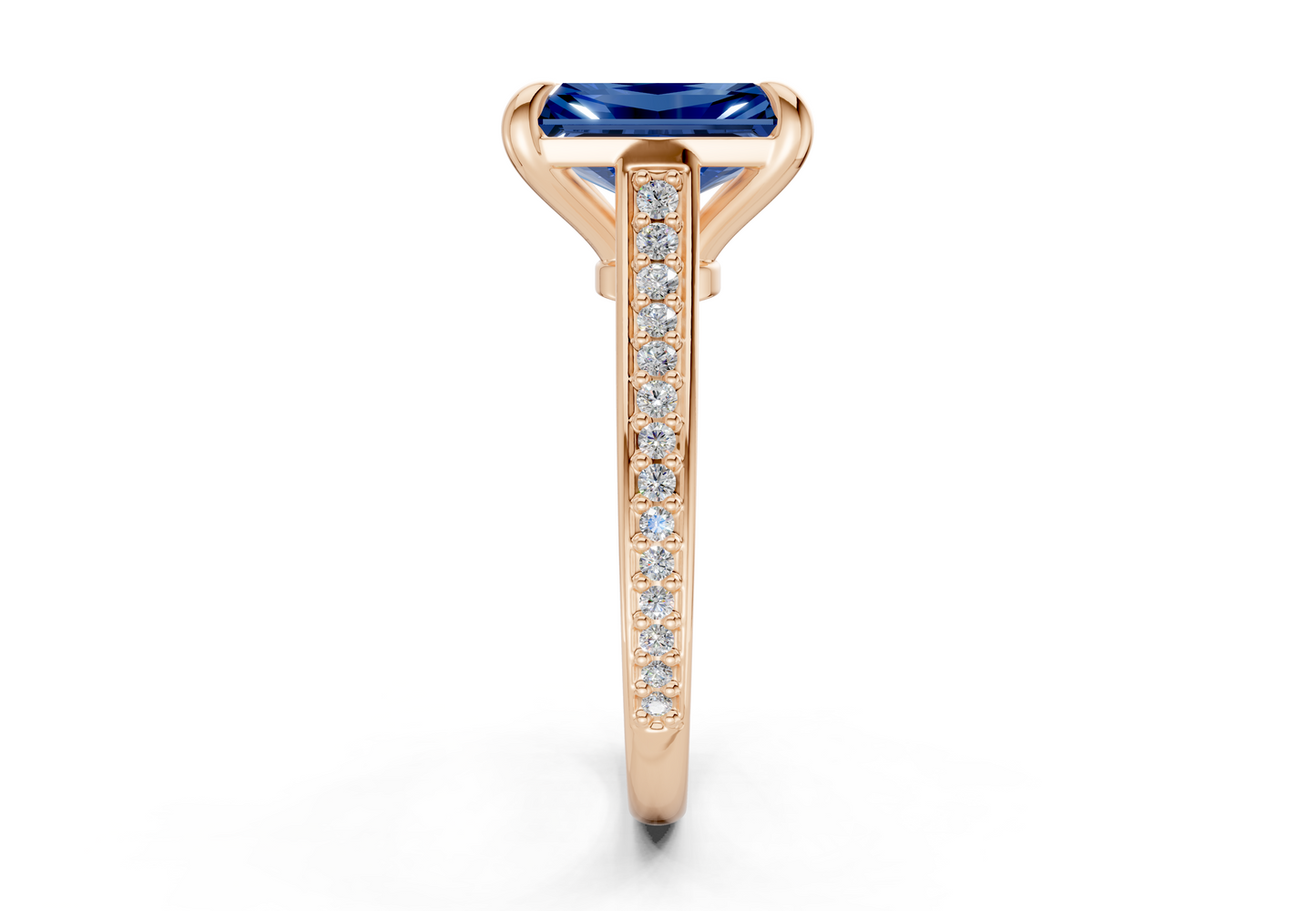 Adeline Sapphire Gemstone Pave Radiant Cut 2mm Engagement Ring