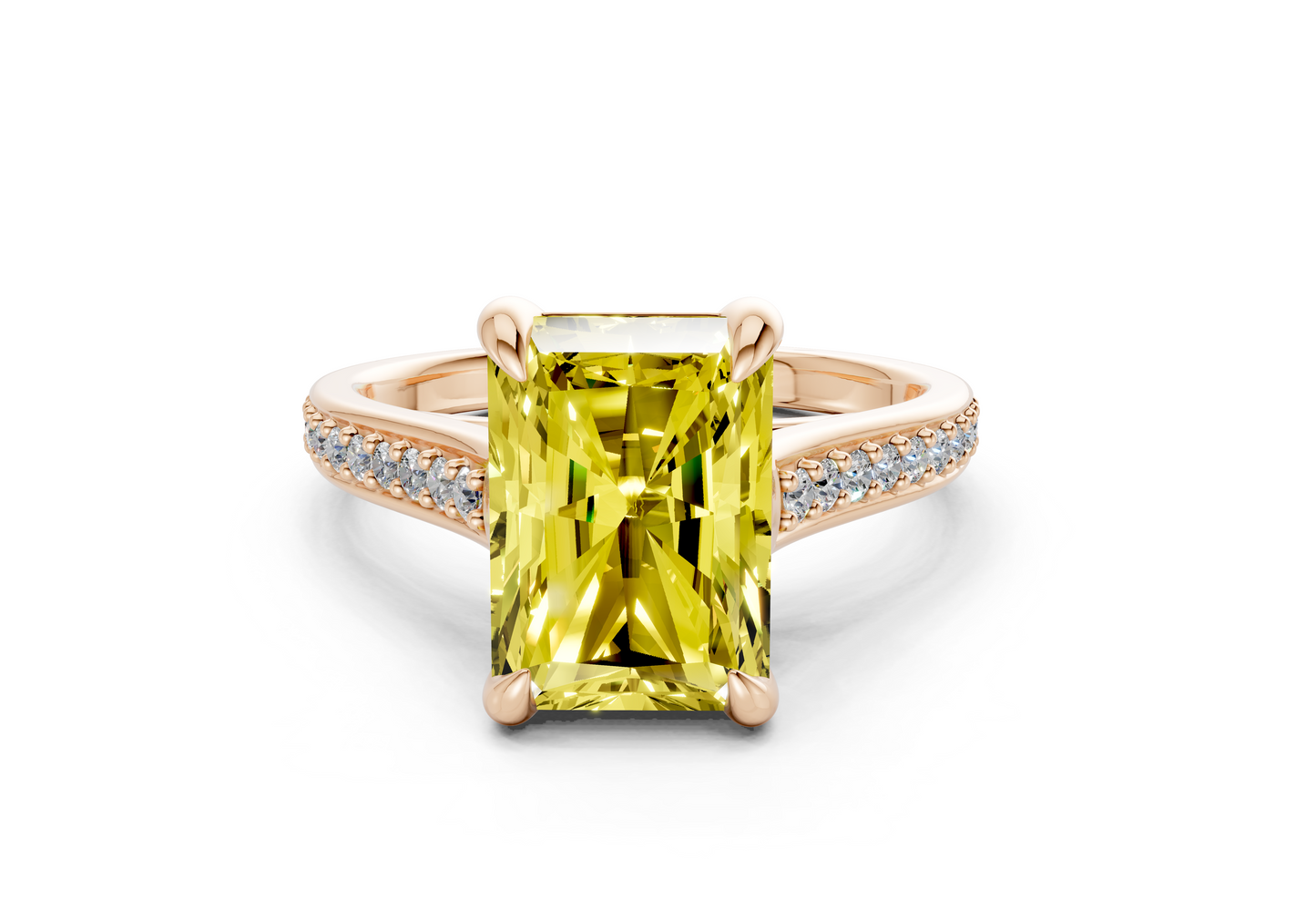 Adeline Yellow Diamond Pave Radiant Cut 2mm Engagement Ring