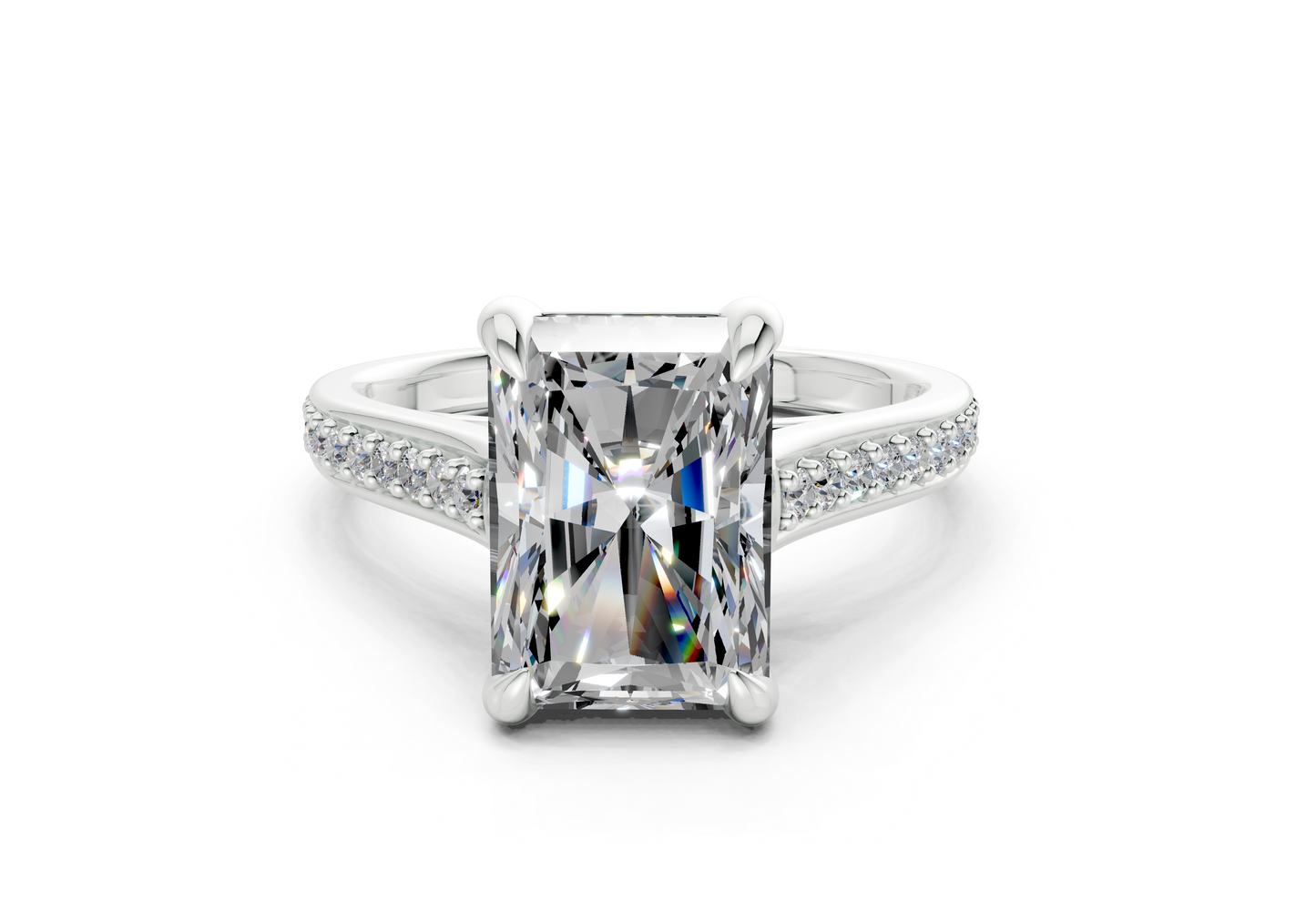 Adeline Diamond Pave Radiant Cut 2mm Engagement Ring