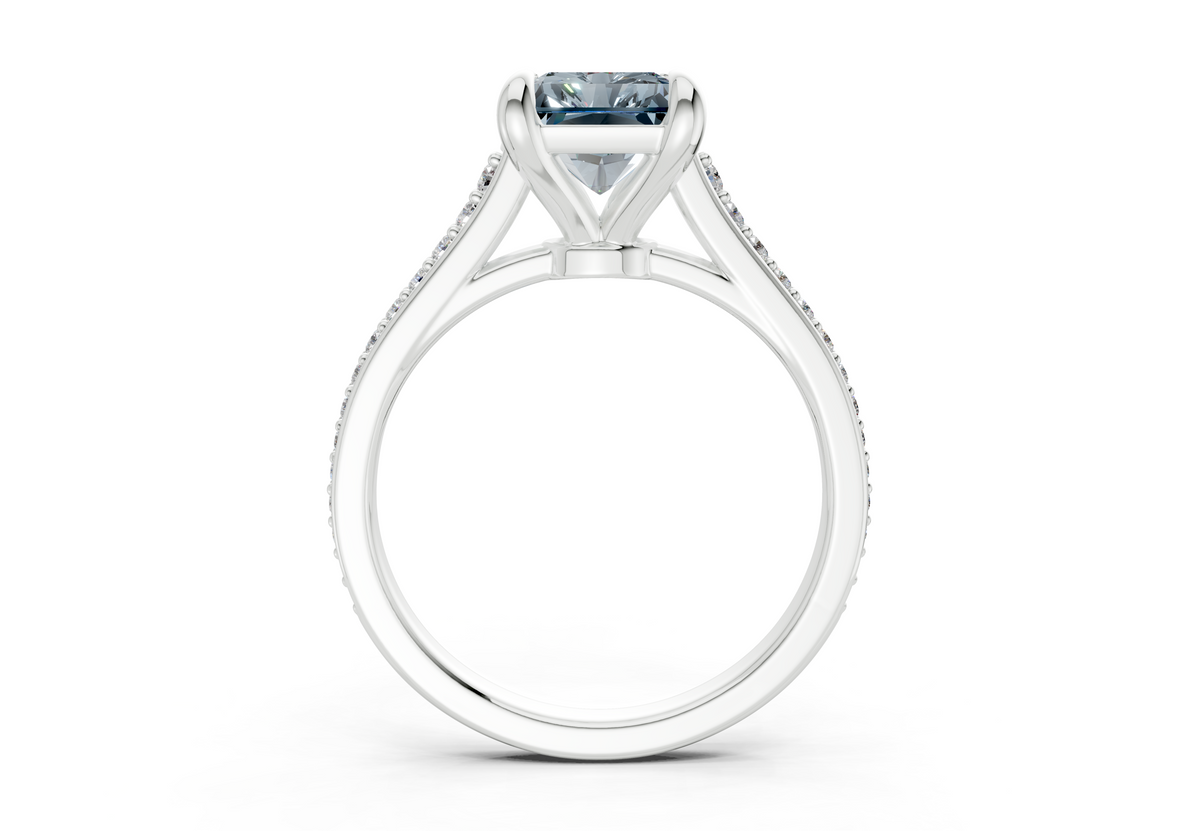 Adeline Blue Diamond Pave Radiant Cut 2mm Engagement Ring