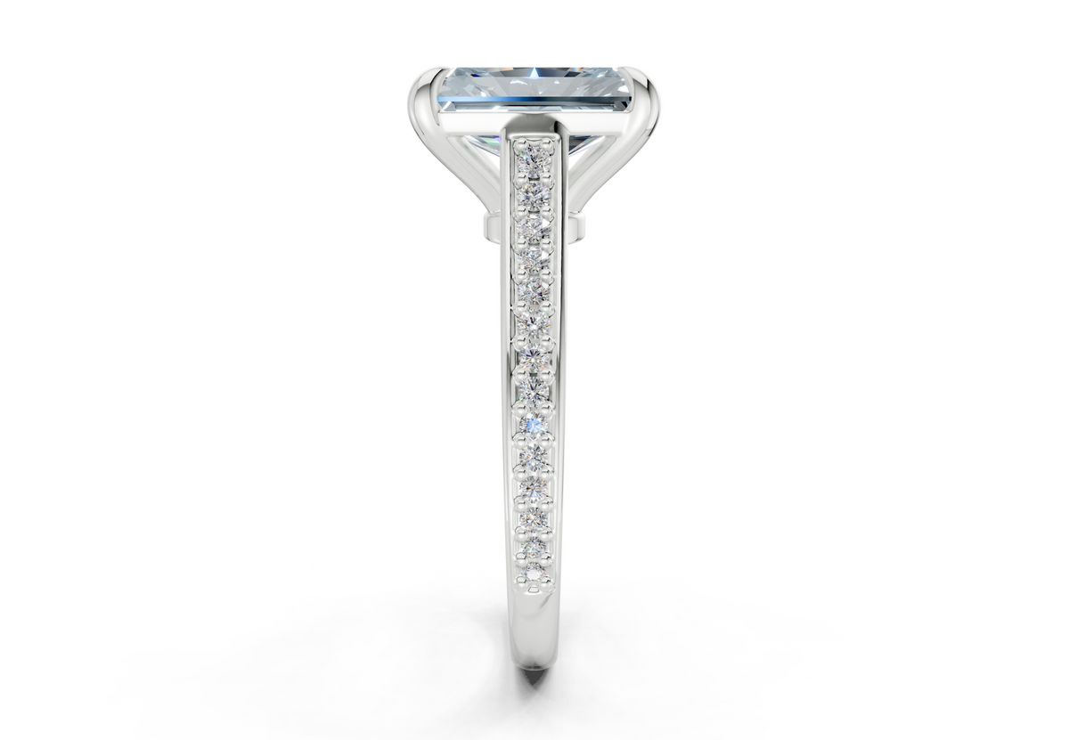 Adeline Blue Diamond Pave Radiant Cut 2mm Engagement Ring