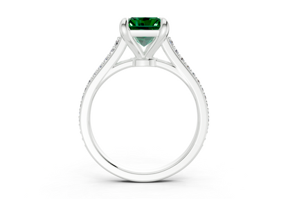 Adeline Emerald Gemstone Pave Radiant Cut 2mm Engagement Ring