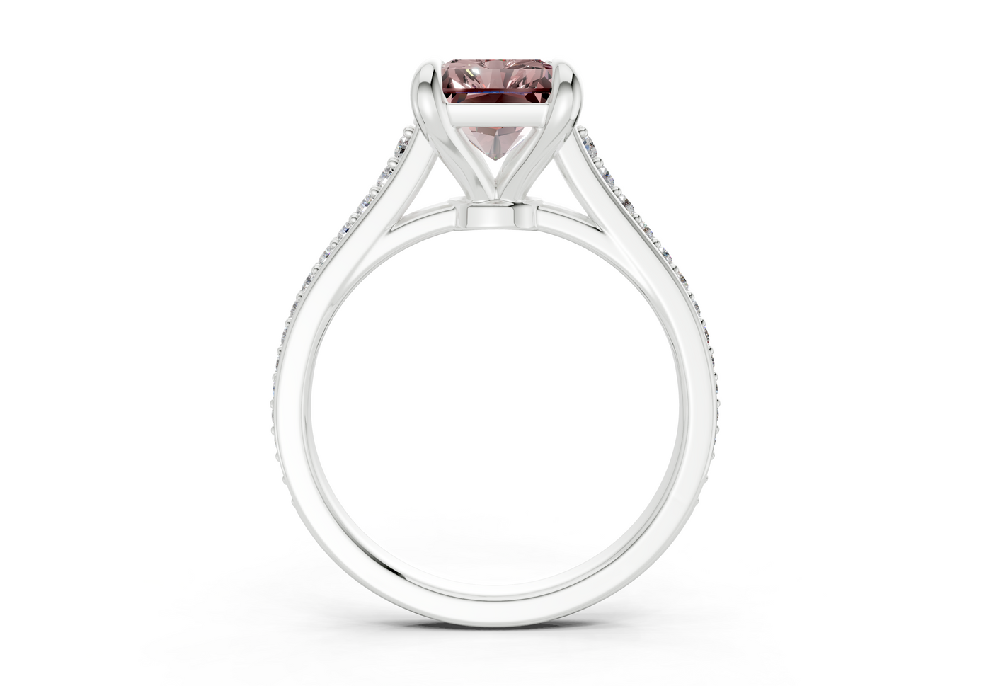 Adeline Pink Diamond Pave Radiant Cut 2mm Engagement Ring