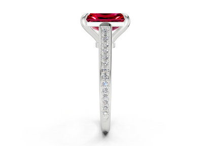 Adeline Ruby Gemstone Pave Radiant Cut 2mm Engagement Ring