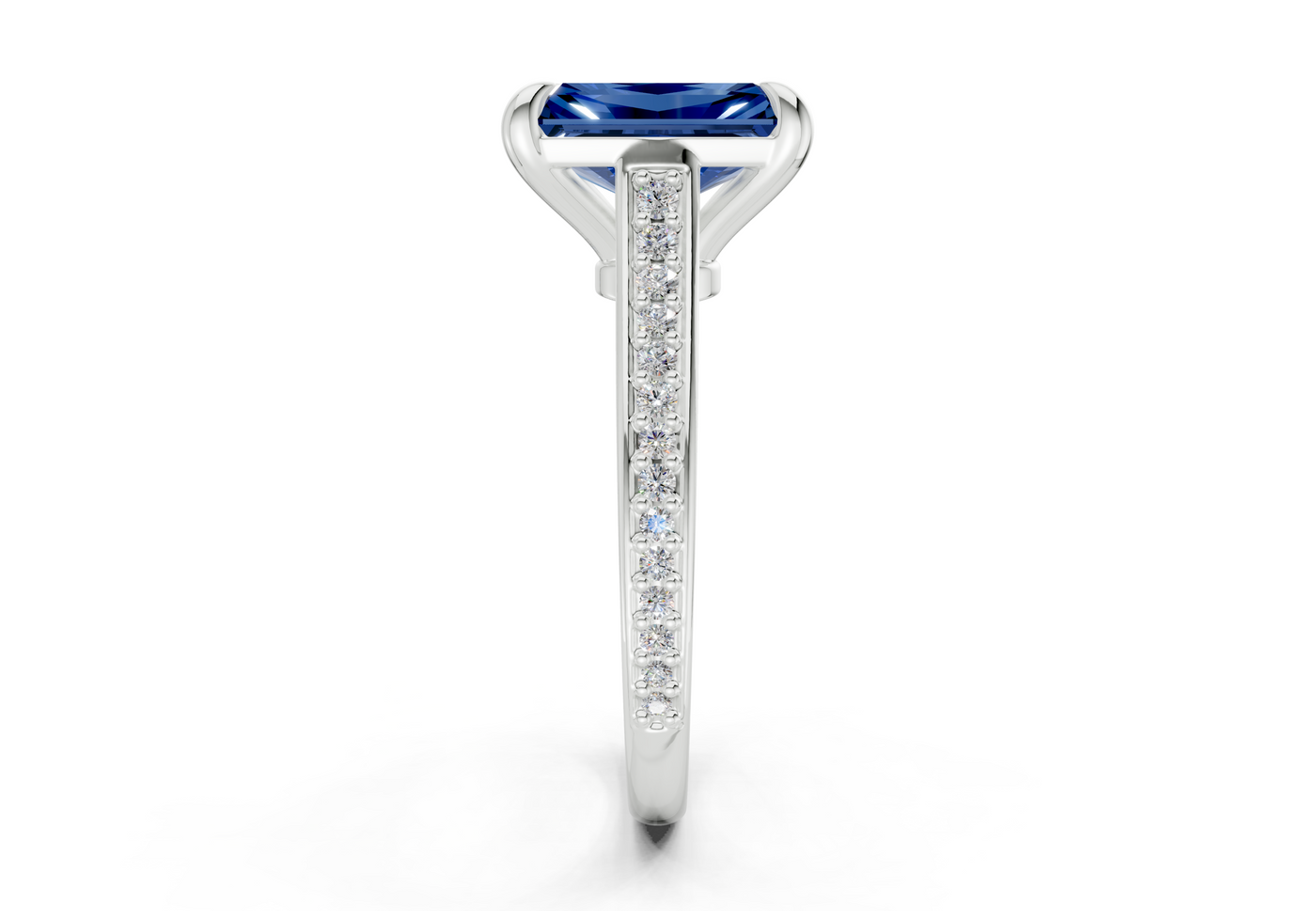 Adeline Sapphire Gemstone Pave Radiant Cut 2mm Engagement Ring