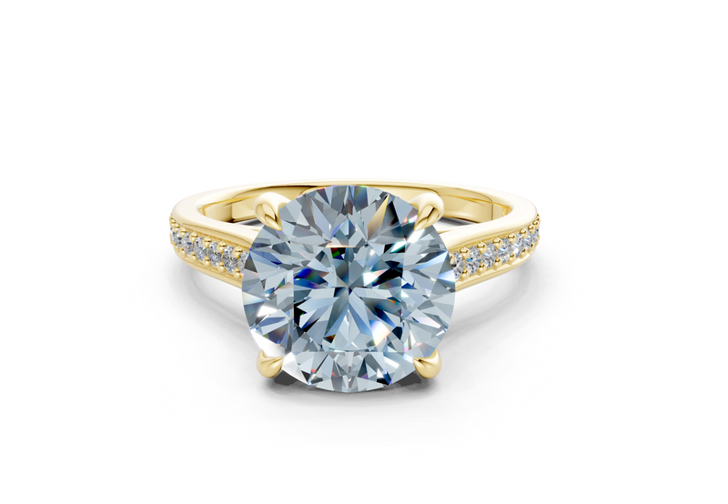 Adeline Blue Diamond Pave Round Cut 2mm Engagement Ring
