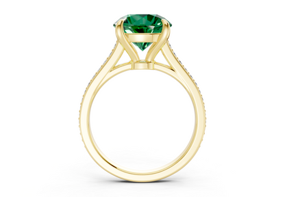 Adeline Emerald Gemstone Pave Round Cut 2mm Engagement Ring