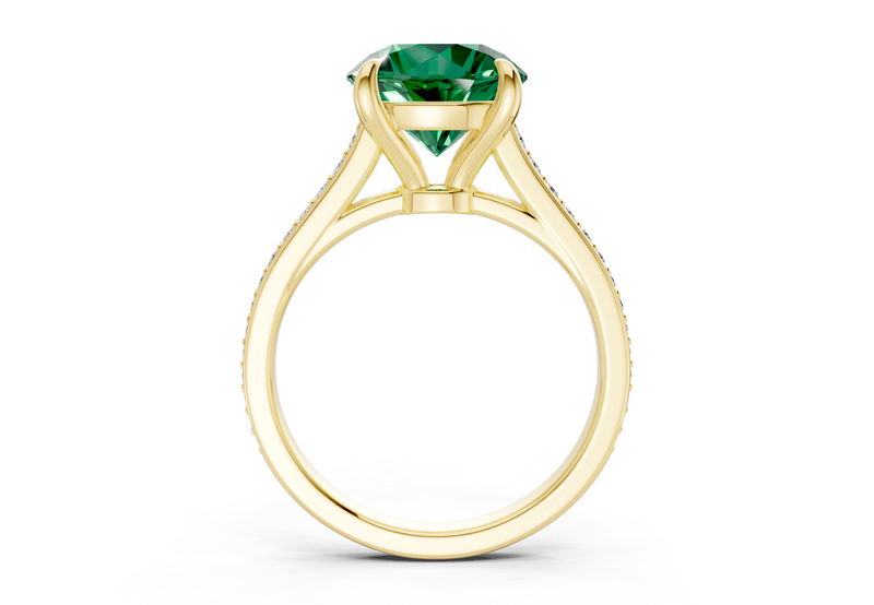 Adeline Emerald Gemstone Pave Round Cut 2mm Engagement Ring