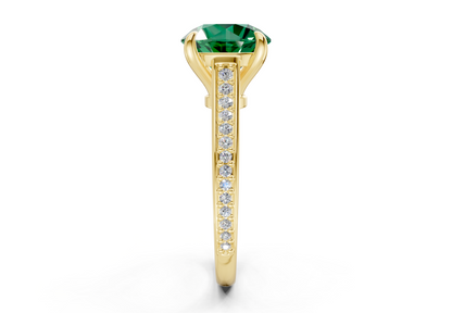 Adeline Emerald Gemstone Pave Round Cut 2mm Engagement Ring