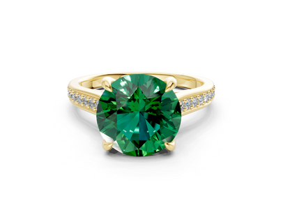 Adeline Emerald Gemstone Pave Round Cut 2mm Engagement Ring