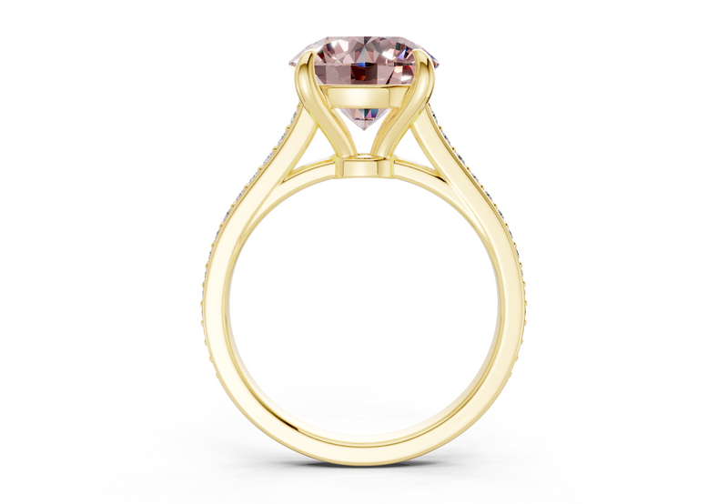 Adeline Pink Diamond Pave Round Cut 2mm Engagement Ring