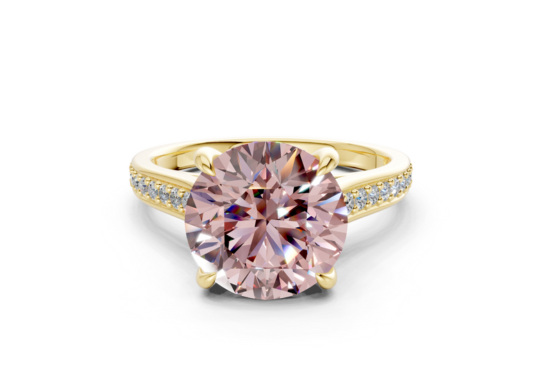 Adeline Pink Diamond Pave Round Cut 2mm Engagement Ring