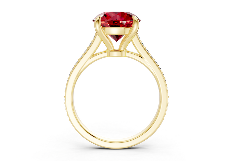 Adeline Ruby Gemstone Pave Round Cut 2mm Engagement Ring