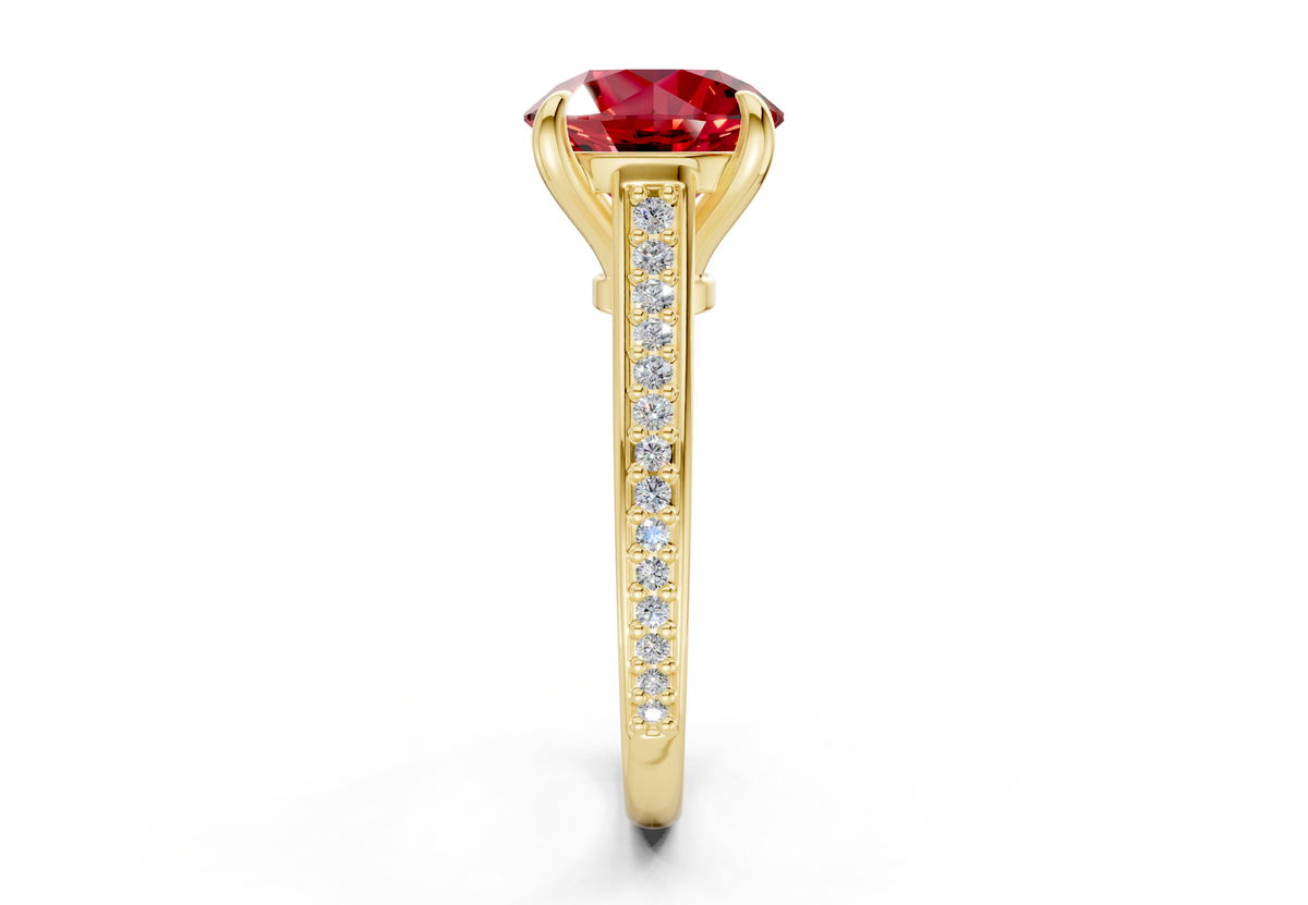 Adeline Ruby Gemstone Pave Round Cut 2mm Engagement Ring