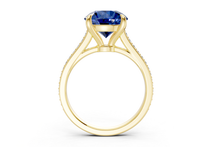 Adeline Sapphire Gemstone Pave Round Cut 2mm Engagement Ring