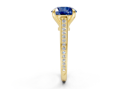 Adeline Sapphire Gemstone Pave Round Cut 2mm Engagement Ring