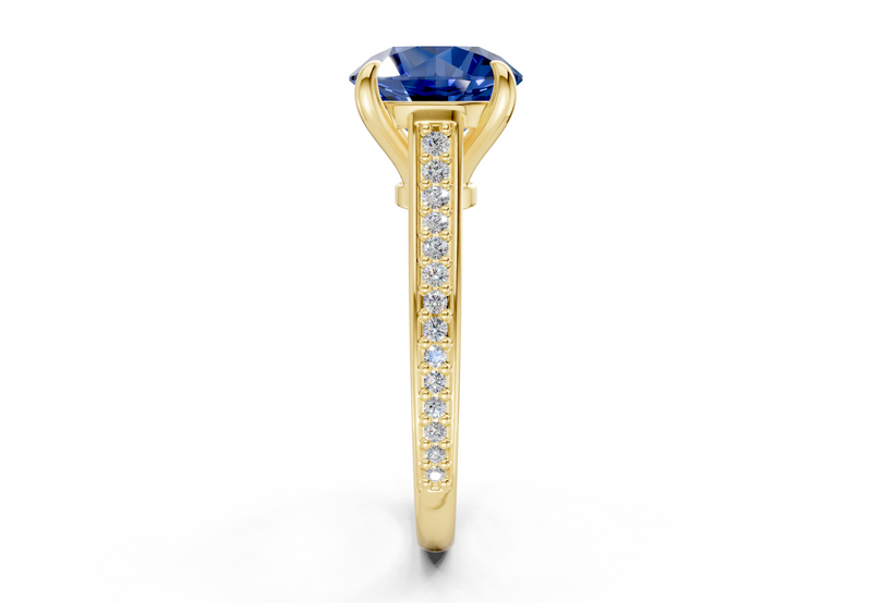 Adeline Sapphire Gemstone Pave Round Cut 2mm Engagement Ring