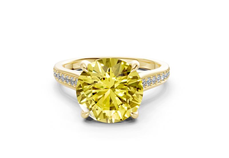 Adeline Yellow Diamond Pave Round Cut 2mm Engagement Ring