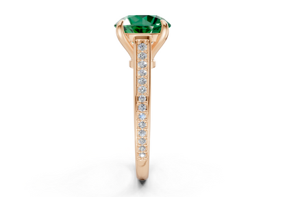 Adeline Emerald Gemstone Pave Round Cut 2mm Engagement Ring