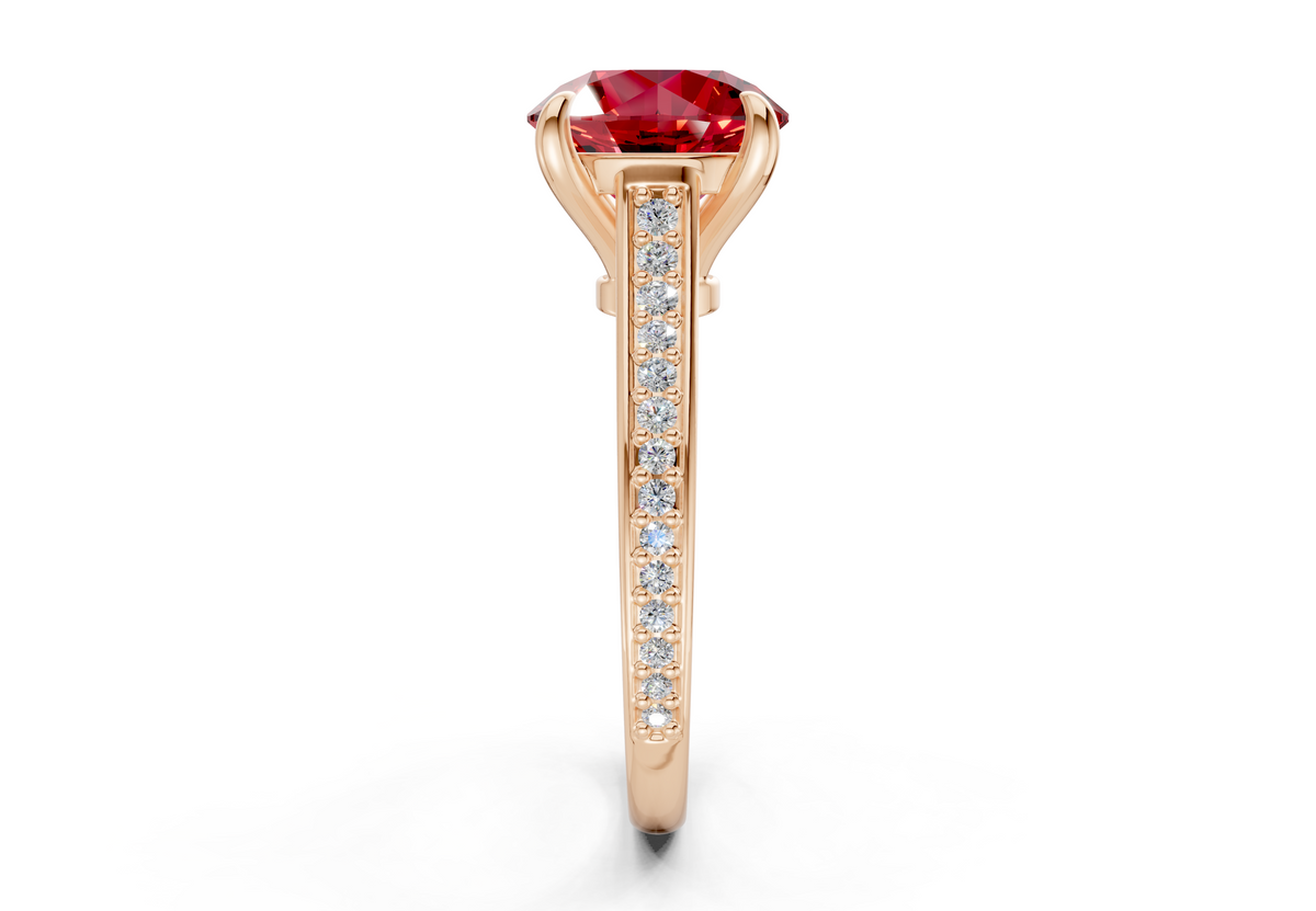 Adeline Ruby Gemstone Pave Round Cut 2mm Engagement Ring